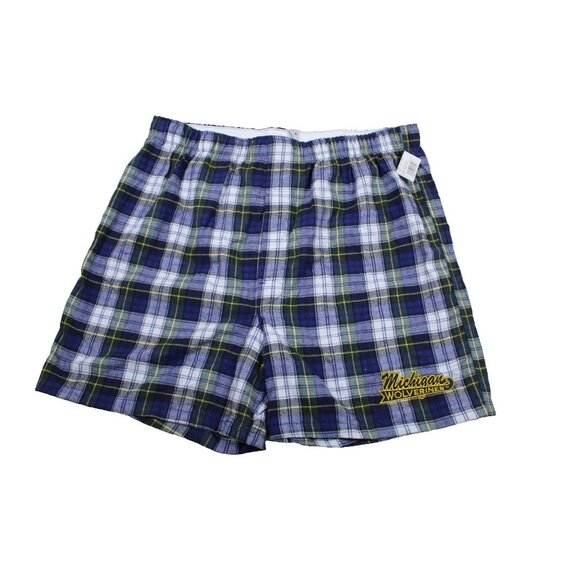 Michigan Wolverines Shorts NWT Mens 34 Tartan Plaid Boxer Brief Stretch Vintage - Picture 1 of 6